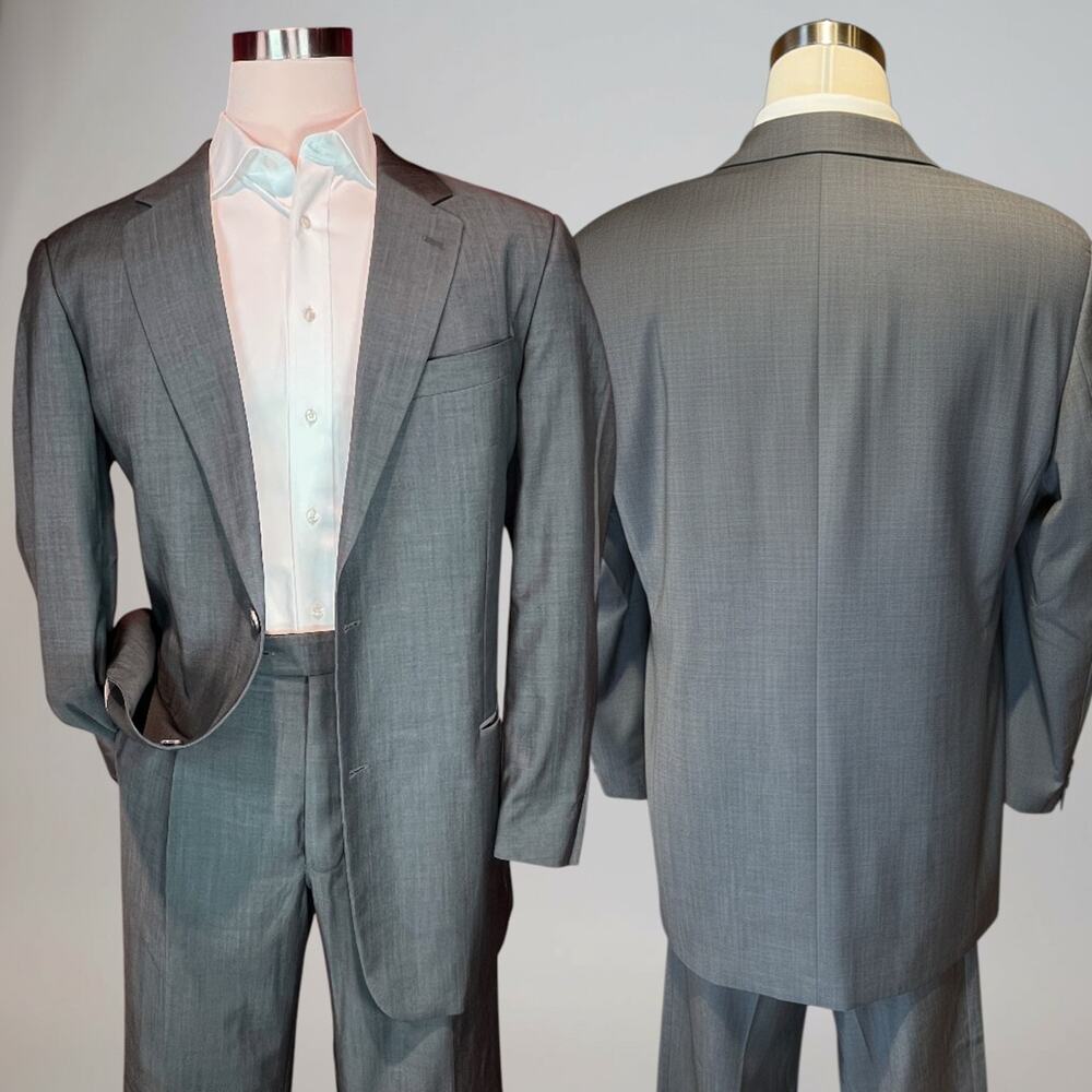 Hugo Boss Galilei Sigma 44-46L 38x30 Gray Blue Shadow Suit Virgin Wool - Picture 2 of 16